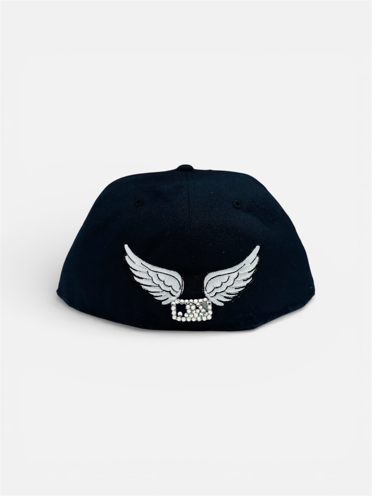 New York Cap in Dark Blue with Rhinestone Designs and Wear