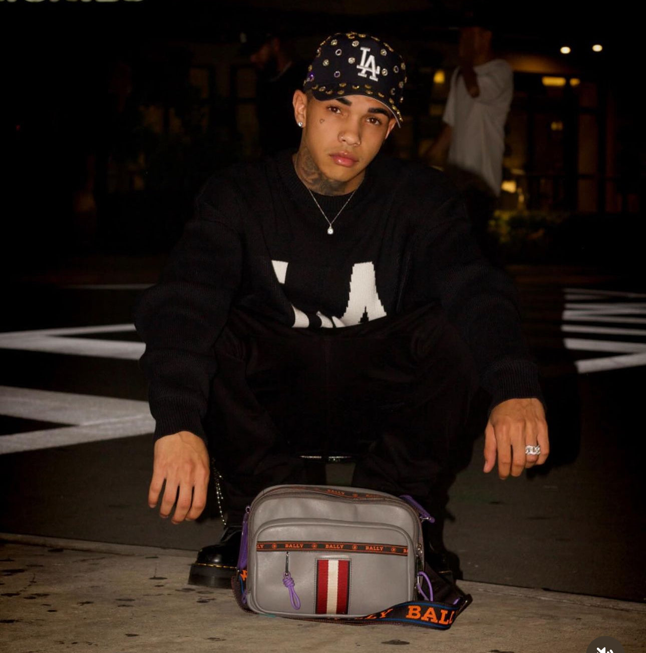 LA Dodgers dark Blue Snapback Cap with Rhinestone