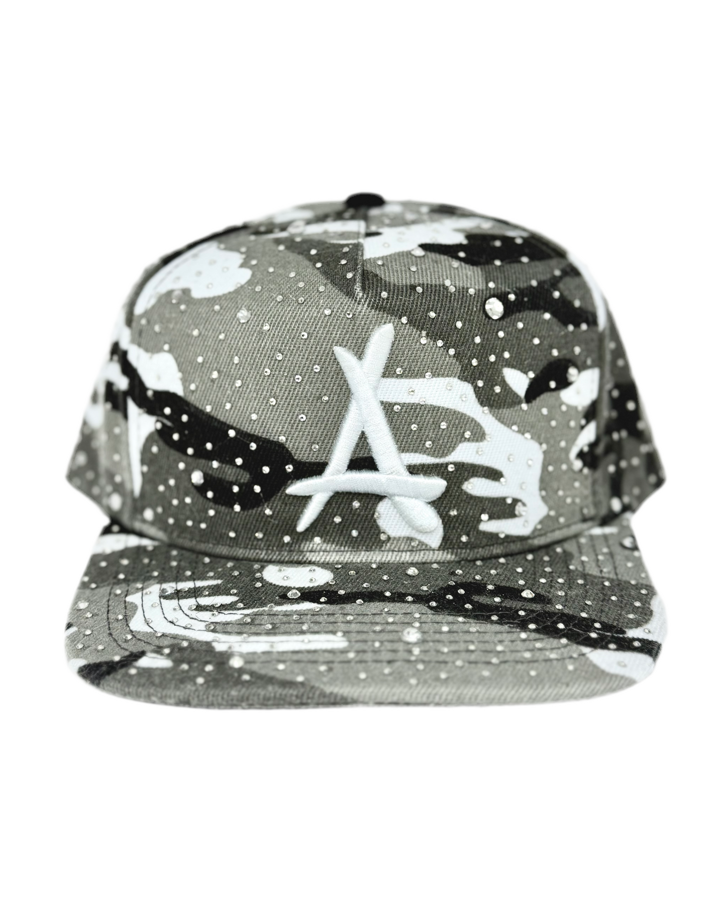 Ice cream camouflage cap with rhinestone design