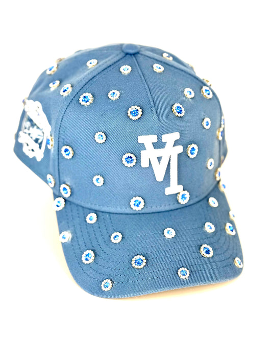 LA Dodgers Upside Down Light Blue Snapback Cap with Rhinestone