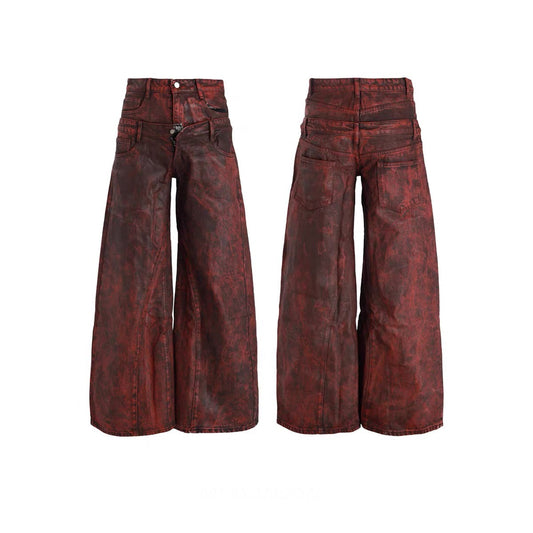 DOUBLE-WAIST WASHED WIDE-LEG
JEANS
