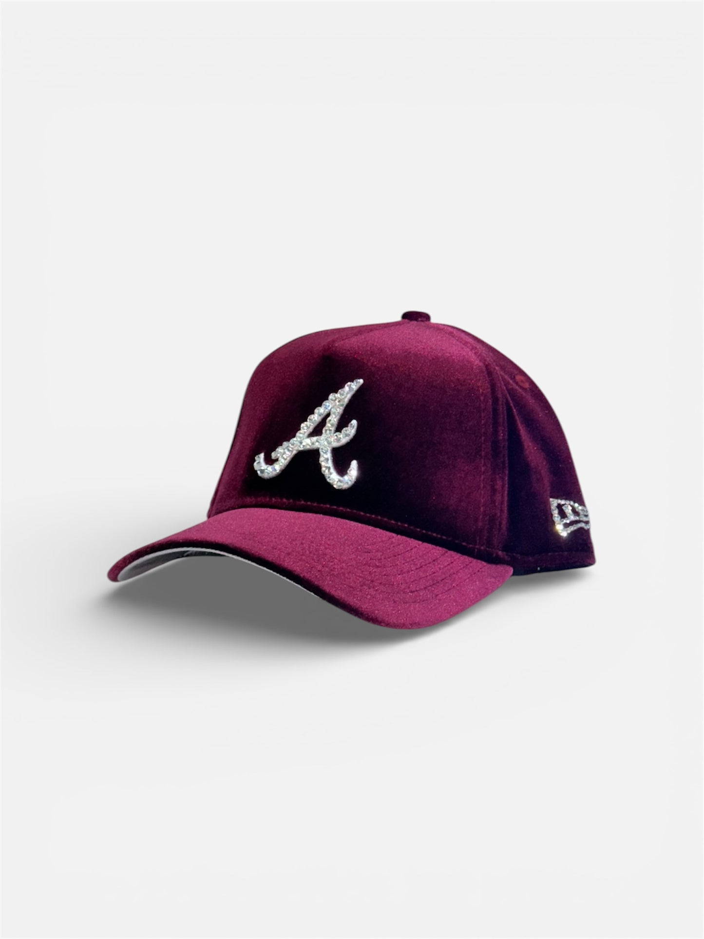wine red suede and rhinestone Atlanta
cap