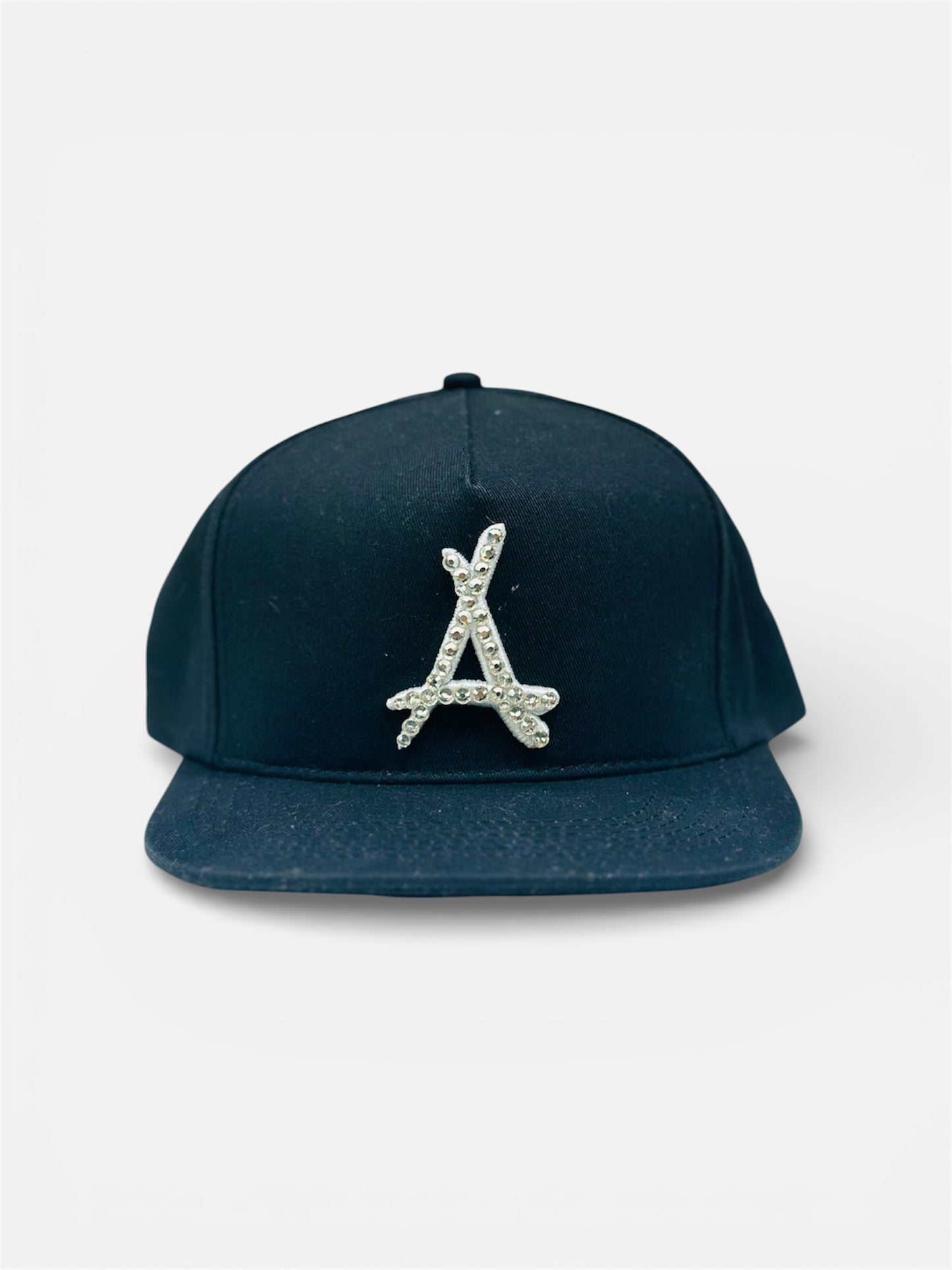 CLASSIC "A" Snapback Cap in Black with Rhinestone Designs