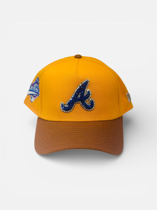 Atlanta Braves Cap in Yellow and Orange with Rhinestone Designs