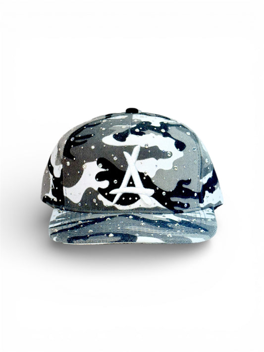 Ice cream camouflage cap with rhinestone design