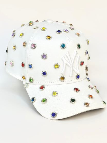 NY Yankees white Rhinestone SnapBack