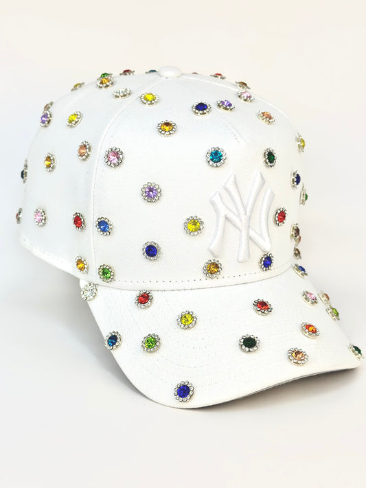 NY Yankees white Rhinestone SnapBack