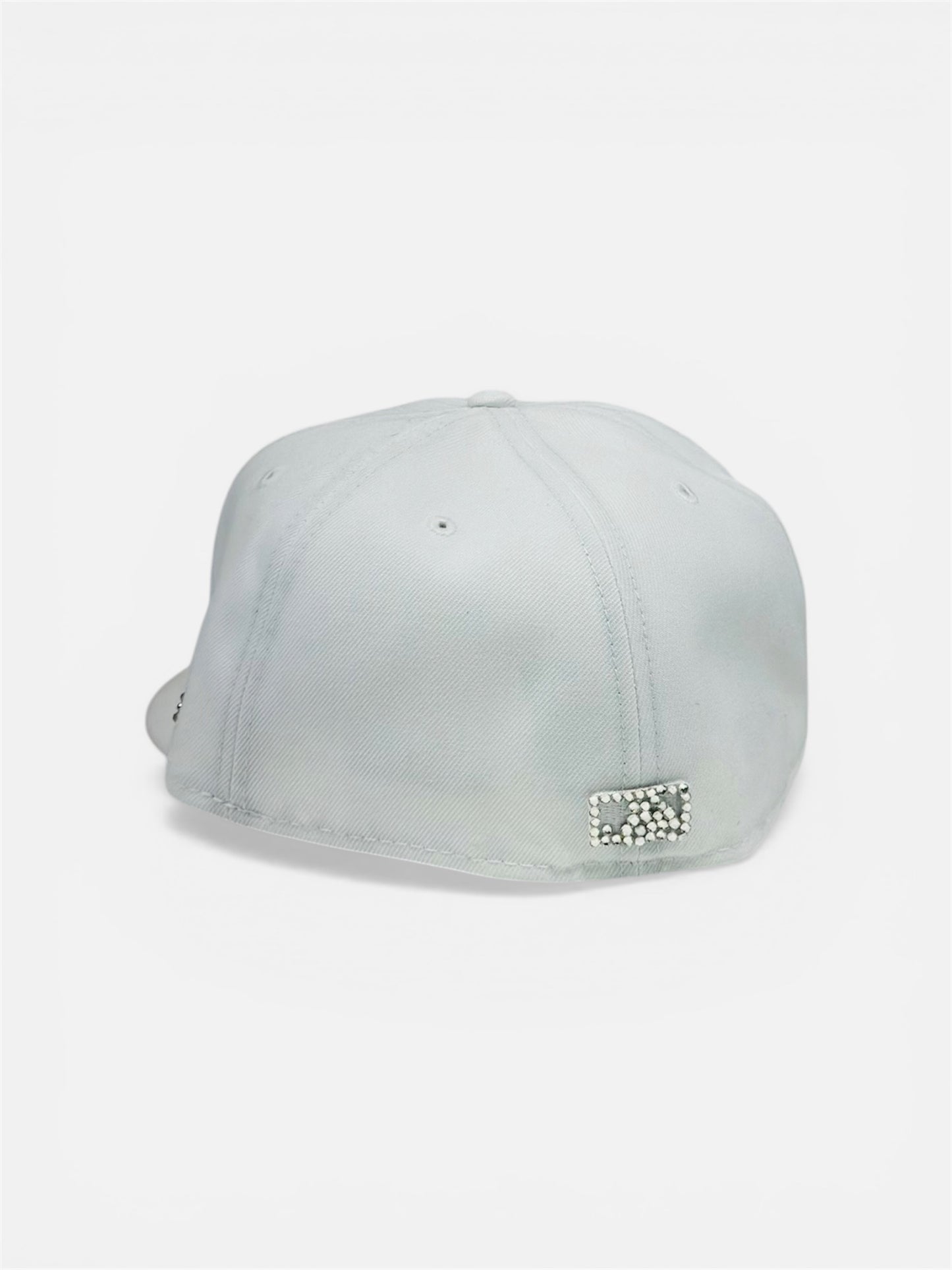 White New York Cap with Rhinestone Design