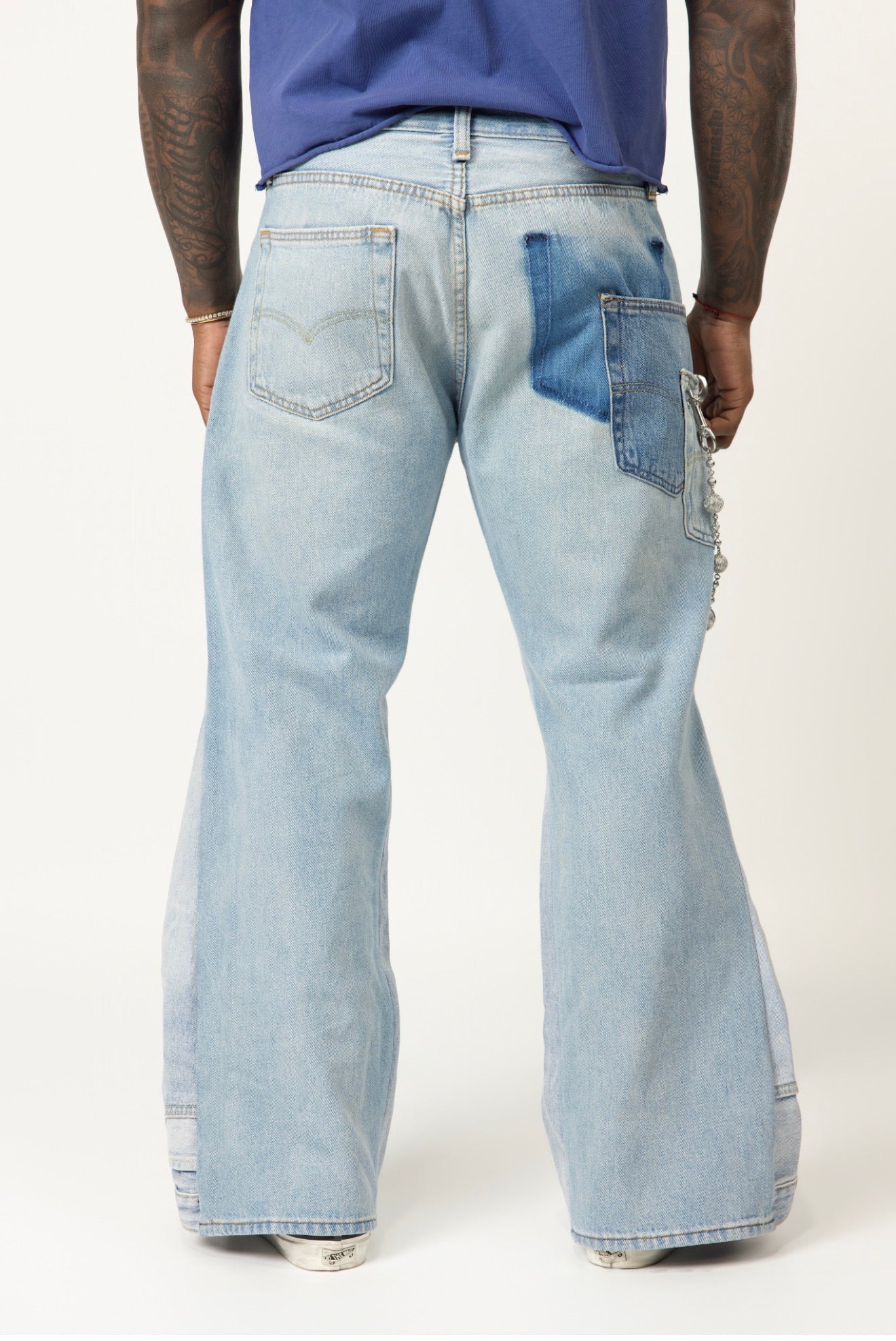 Jean with designs in another denim