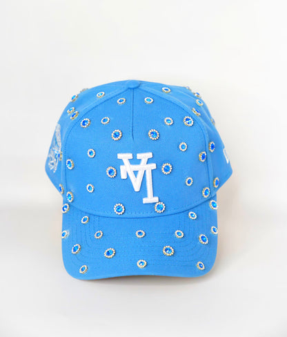 LA Dodgers Upside Down Light Blue Snapback Cap with Rhinestone