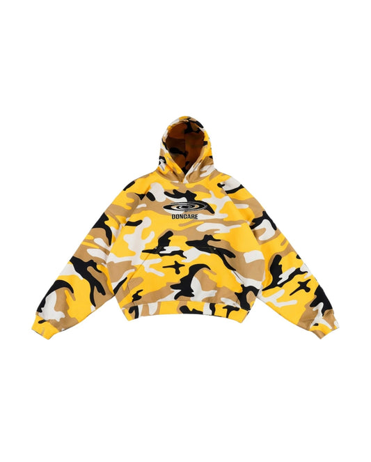 YELLOW CAMO FAUX LAYERED LONG
SLEEVE HOODIE