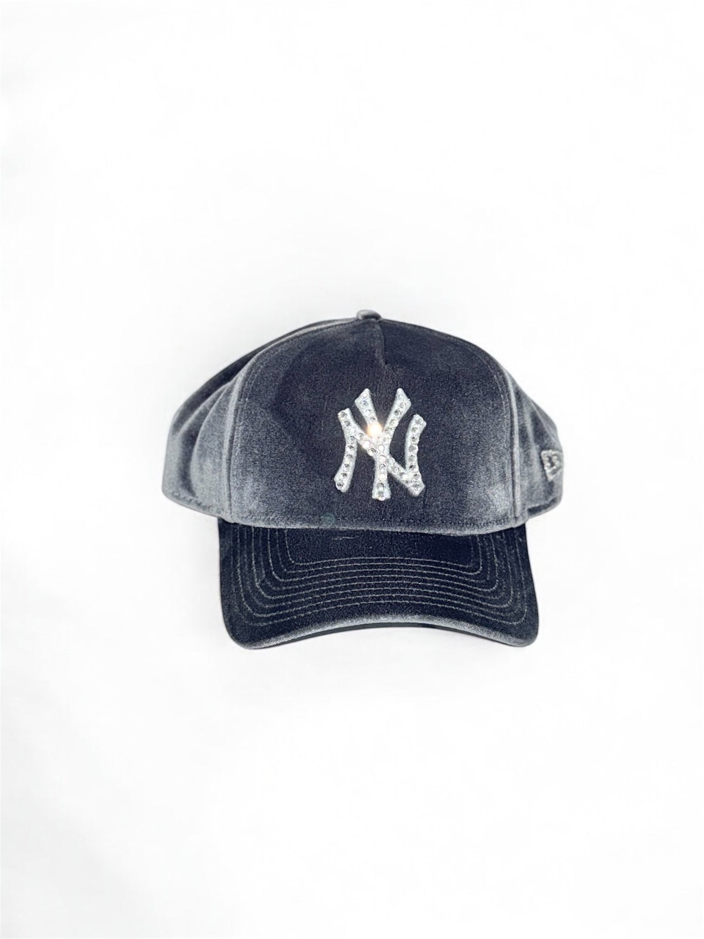NY Yankees grey Suede Cap with Rhinestone