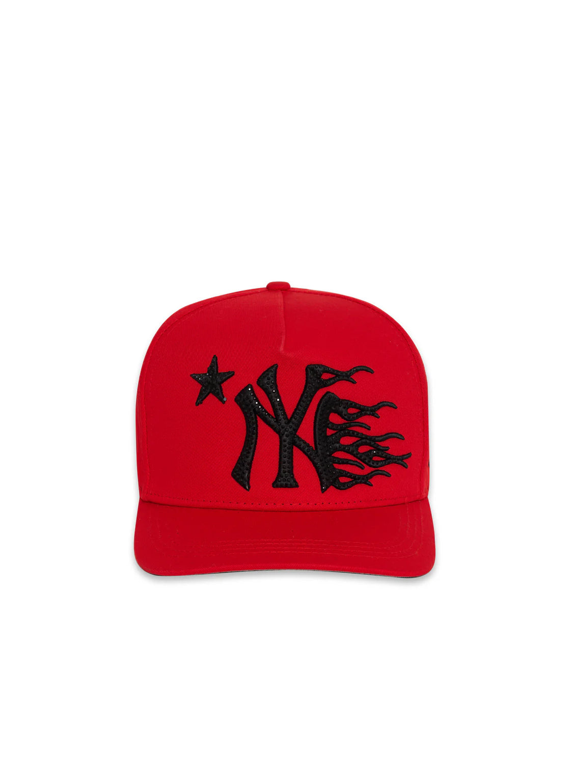 Red NY hellstar cap with rhinestone