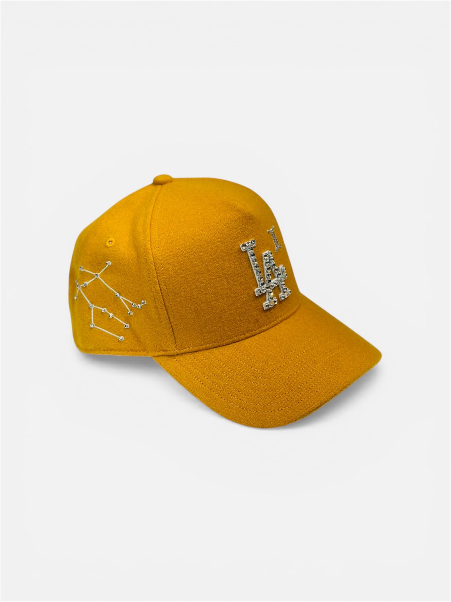 Yellow LA Dodgers Cap with Rhinestone Designs
