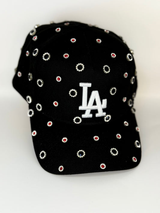 Black LA Dodgers SnapBack cap whit Rhinestone black anda Red