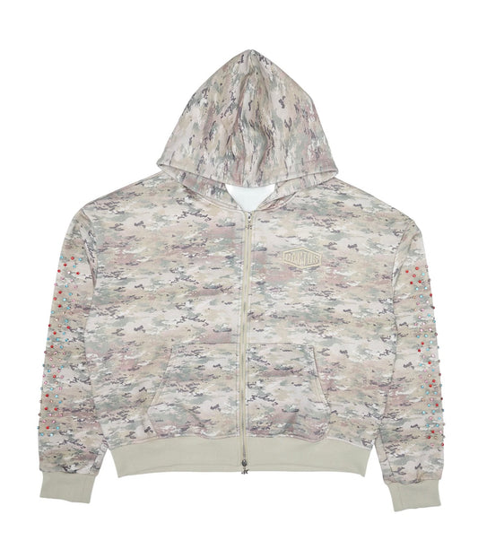 CRYSTAL CACTUS ZIP HOODIE - CAMO
