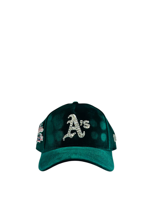 Oakland Athletics Cap in Dark Green with Rhinestone Designs