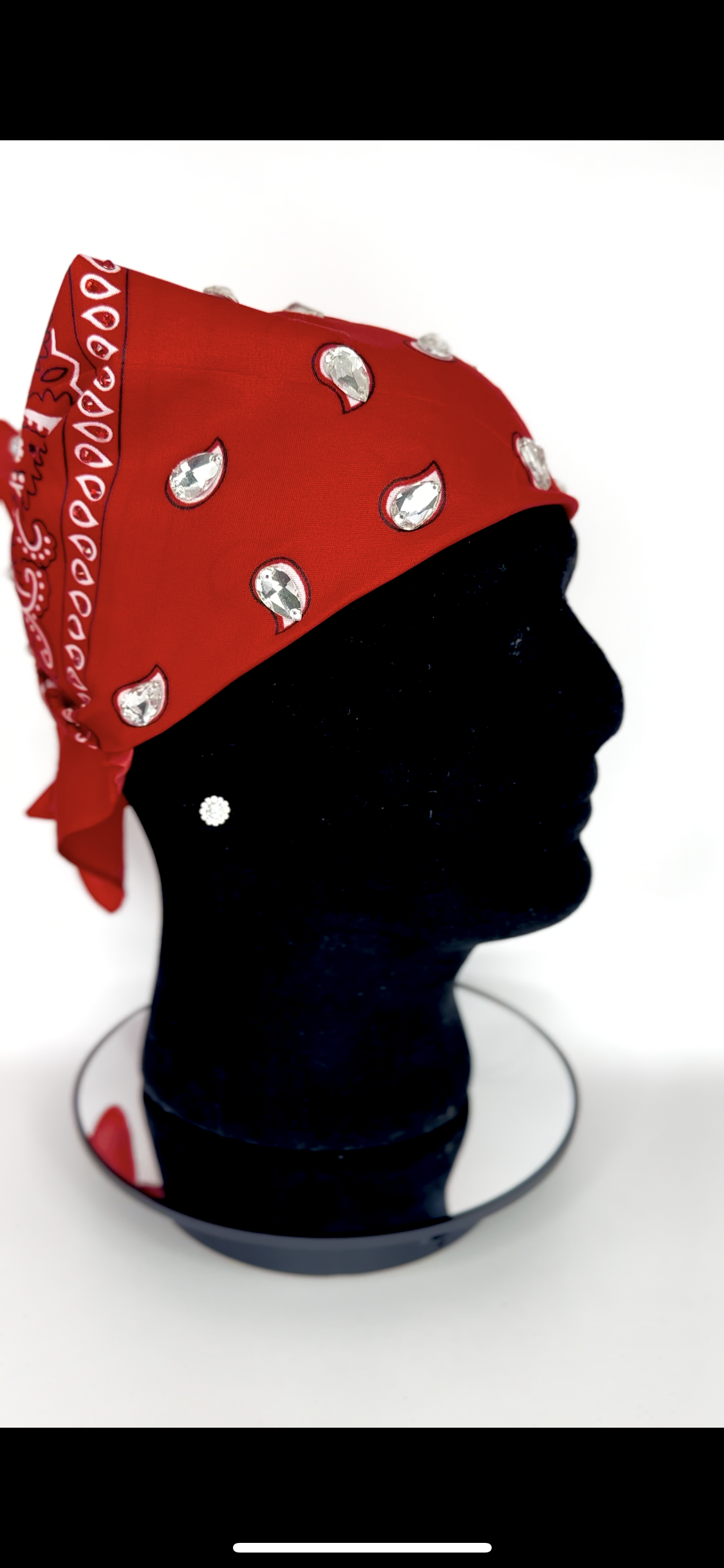 Red bandana with rhinestone