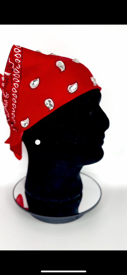 Red bandana with rhinestone