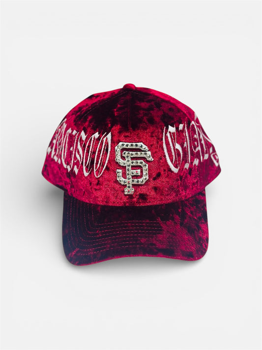 San Francisco Cap — Red, with Rhinestone Designs