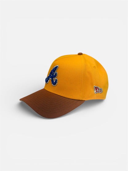 Atlanta Braves Cap in Yellow and Orange with Rhinestone Designs