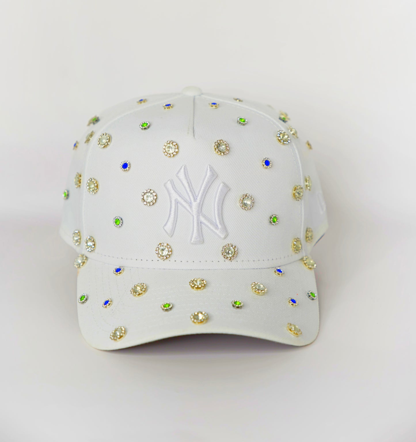 NY Yankees white Rhinestone SnapBack