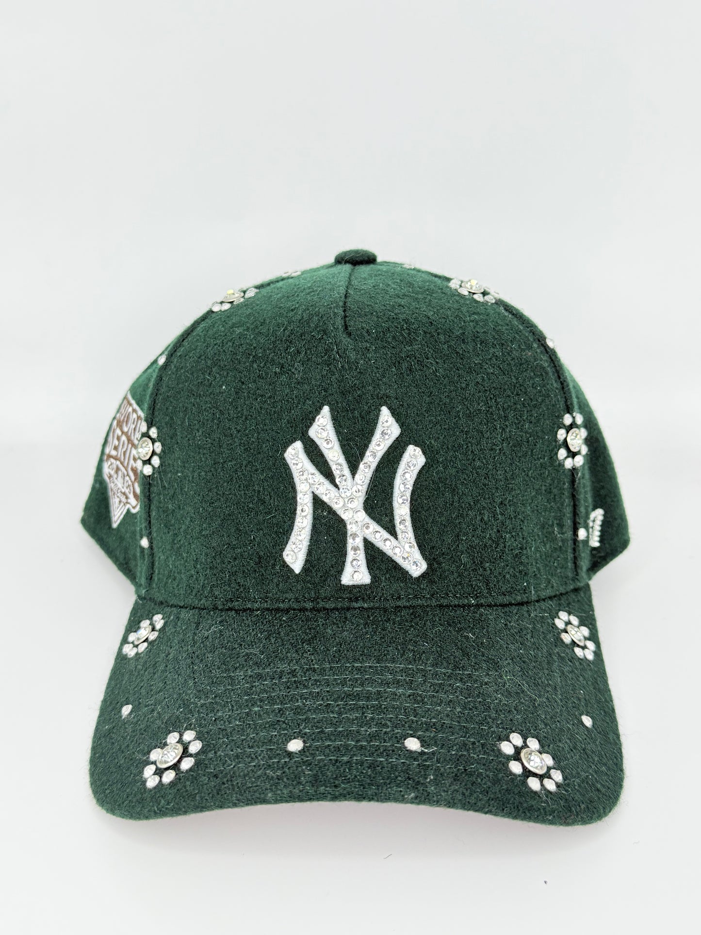 NY Yankees green Suede Cap With Rhinestone Designs