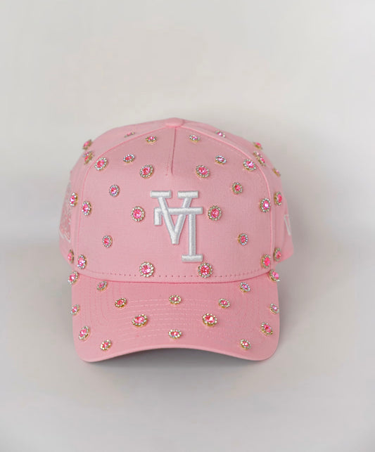 LA Dodgers pink Upside Down Snap Back Cap with Rhinestone