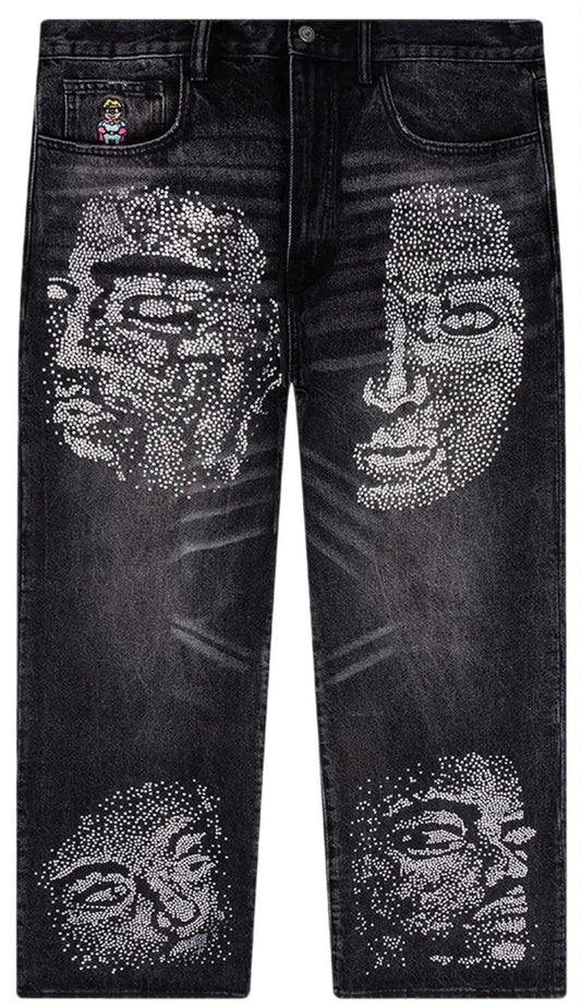 KidSuper Rhinestone Face Jeans
'Black'
