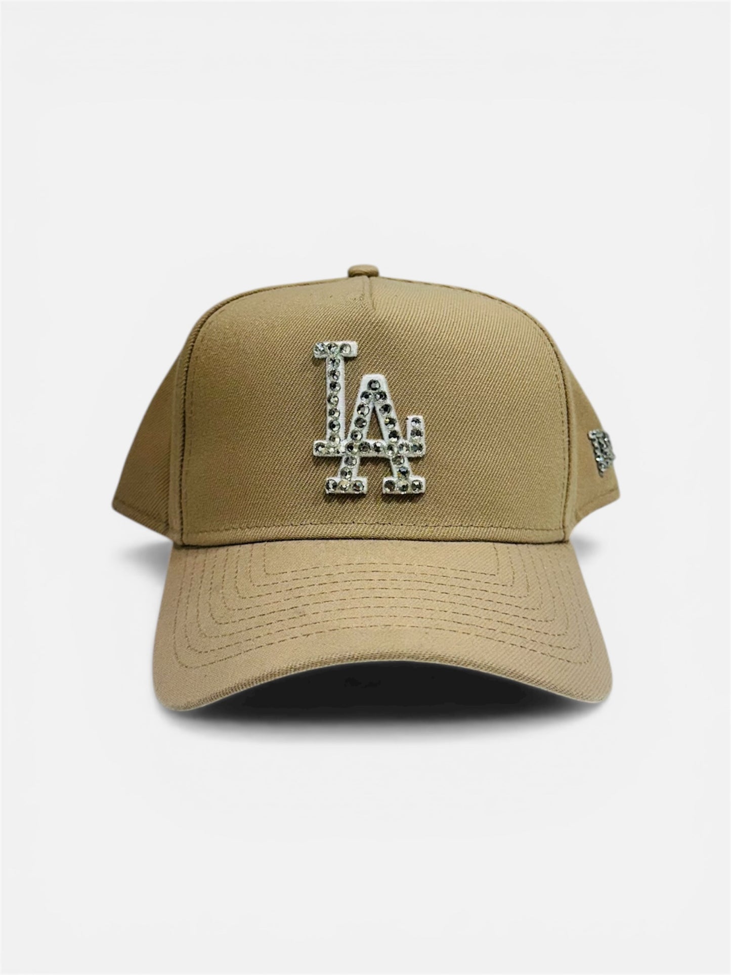 LA Dodgers Cream Cap with Rhinestone Designs