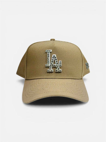 LA Dodgers Cream Cap with Rhinestone Designs