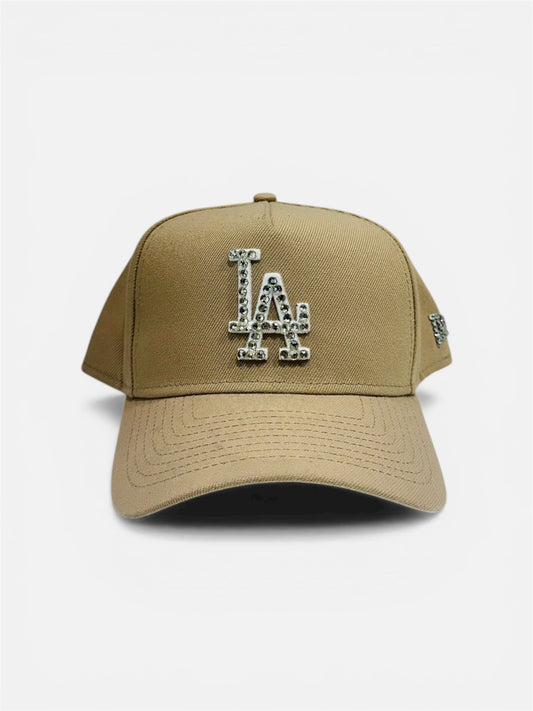 LA Dodgers Cream Cap with Rhinestone Designs