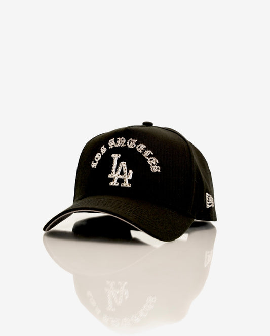 Black LA Cap with Rhinestone Logo