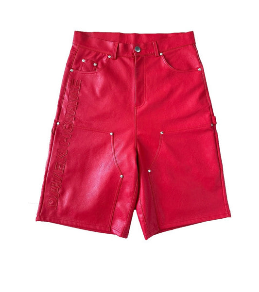 DAVEN HOMME RED
LEATHER SHORTS