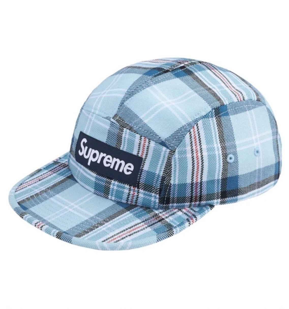 Supreme Lochcarron Blue Plaid Box
Logo Camp Cap Hat
