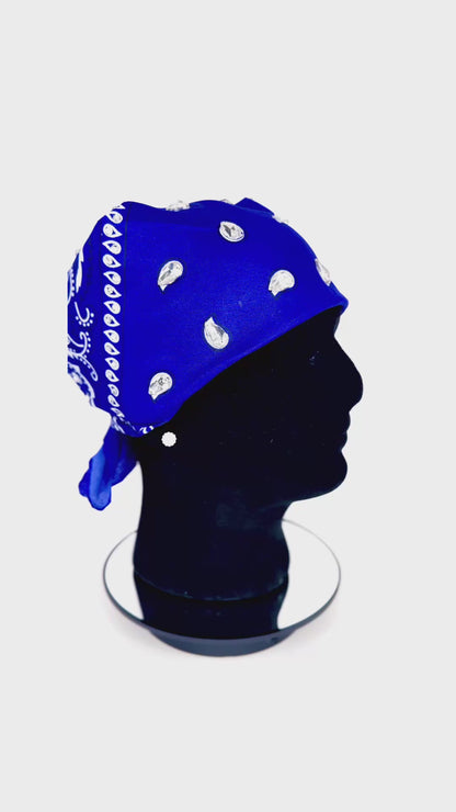 Blue bandana with rhinestone