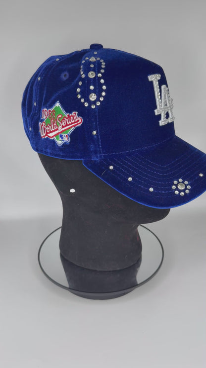 Blue LA Dodgers  Suede Cap with Rhinestone Designs