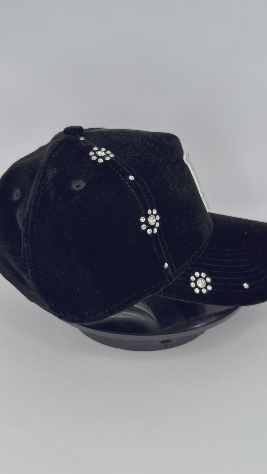 LA Dodgers Black Suede Cap With Rhinestone Designs