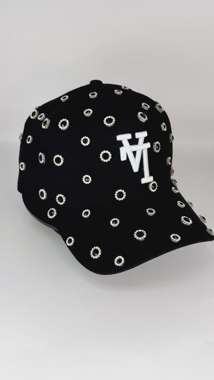 LA Dodgers upside down snapback cap with Rhinestones black